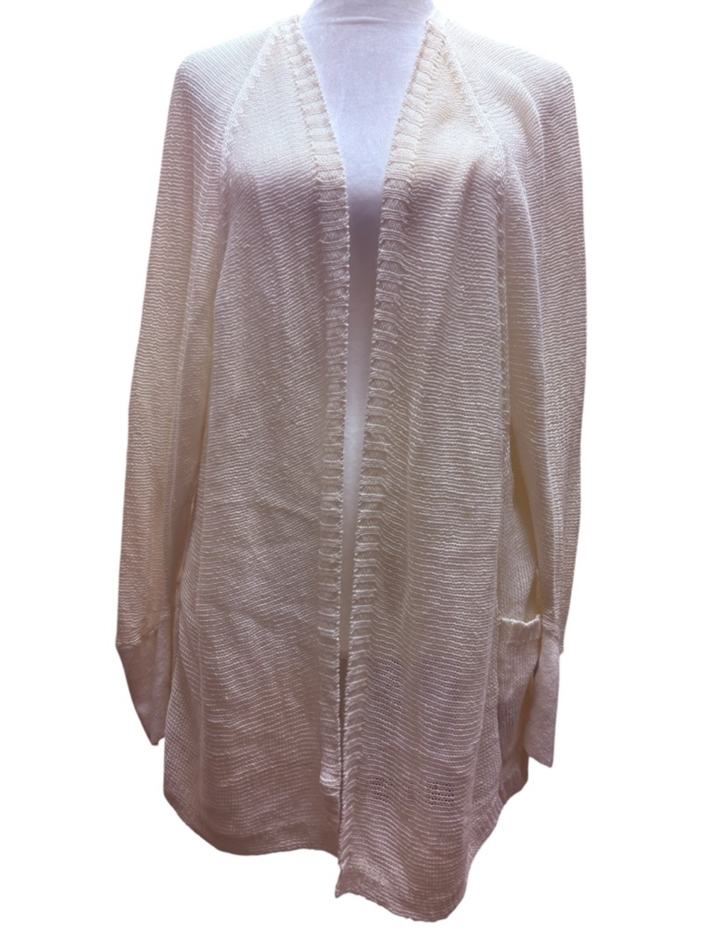 Lauren Ralph Lauren lightweight open knit cream cardigan size small linen blend